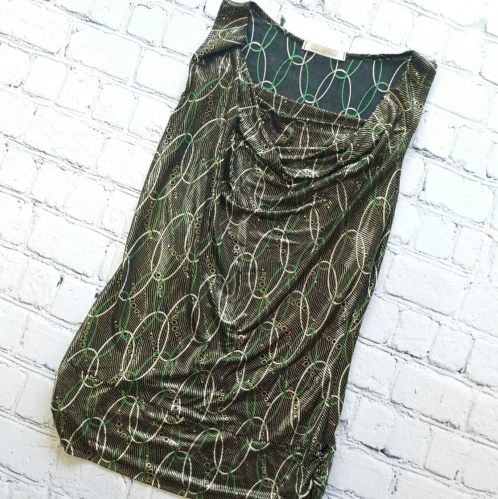 Charlotte Russe Metallic Gold Green Party Top Sz M
